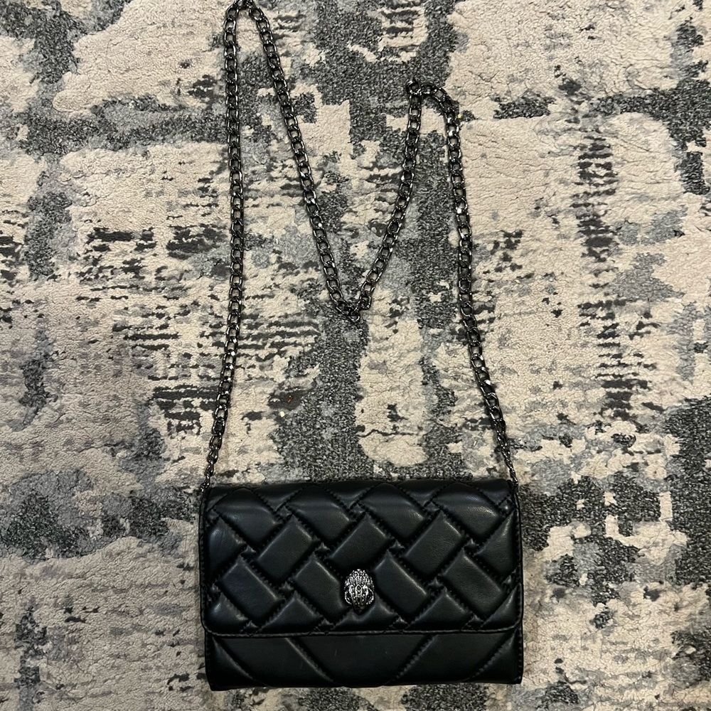 Quilted leather wallet crossbody clutch purse Kensington wallet chain purse